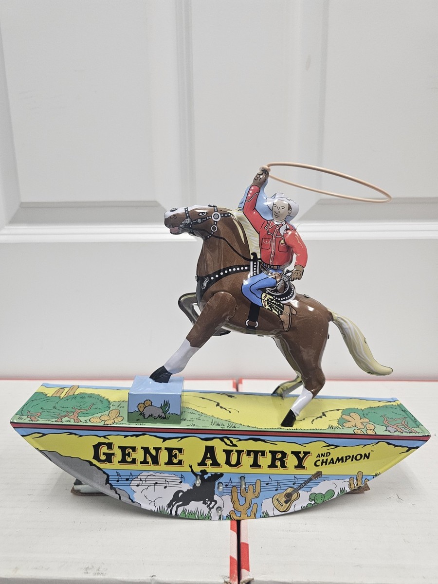 VINTAGE Roy Rogers Trigger 2002 Reproduction Wind Up Tin Toy By Schylling