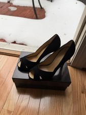 Giuseppe Zanotti Black Suede Peep Toe Platforms Pumps Size 40/9.5, Made in Italy