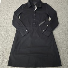 Tahari XS Black Cotton Stretch Shirt Dress Belted Long Sleeve NWT