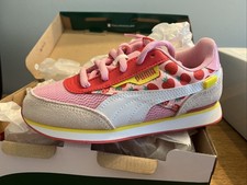 NIB Puma Girls Sneakers, Future Rider Summer Treats, Size 3, Red and pink