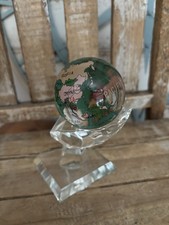 RARE CRYSTAL ETCHED WORLD GLOBE RESTING IN A CUT CRYSTAL BASE NEW