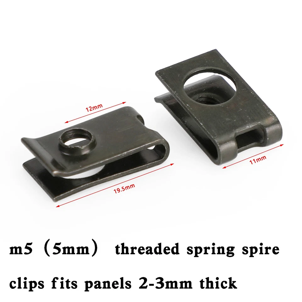 5MM M5 THREAD ZINC PLATED SPRING SPIRE C CLIPS U NUTS SPEEDCLIPS CHIMNEY QTY 10 Foto 3 de 4