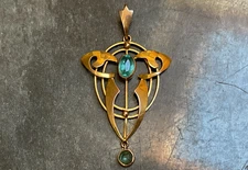 Antique 9ct Solid Gold Hallmarked Art Nouveau Vintage 375 9k Necklace Pendant 2g