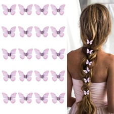 20 Pack Purple Butterfly Hair Clips with Rhinestones