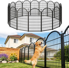 8 Panels No Dig Garden Fence, Dog Fence Outdoor for Yard, 48In H X 18Ft L 