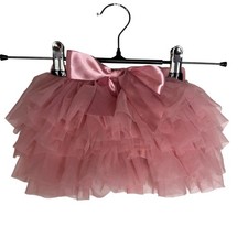 Pink Tulle Ballet Tutu Skirt Baby Sz 12-18M Ruffle Satin Bow Ballerina Princess