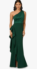 Adrianna Papell Women's One Shoulder Satin Crepe Gown Size 12 NWT