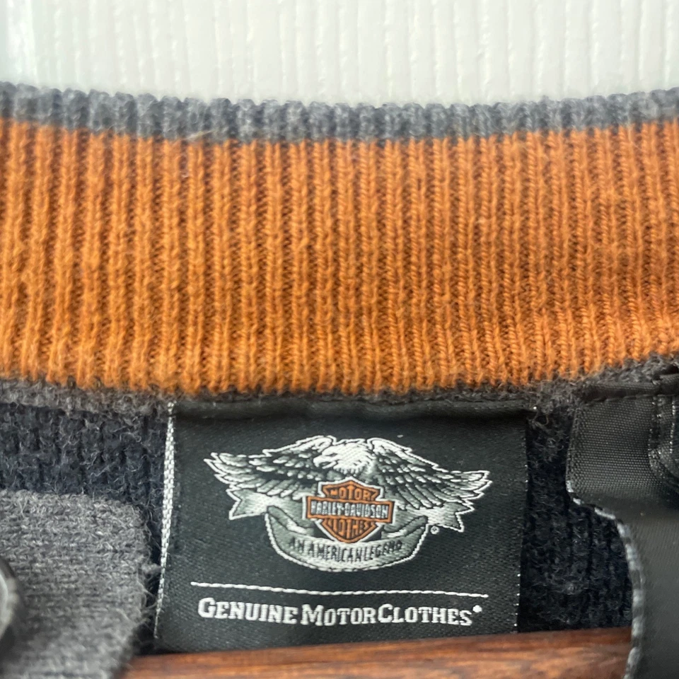 Мужской серый свитер Harley Davidson из хлопковой кашемировой смеси Henley размер M - Изображение 3 из 4