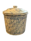 Vintage Red Wing Stoneware Co. Pottery Crock Cottagecore Blue Spongeware w/Lid