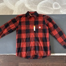 Carhartt Men's Heavyweight Flannel Shirt Spice Red M Nwt 49