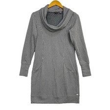 Merrell Dress Women's Small Gray Tunic Cowl Neck Lagenlook Front Pockets Spandex