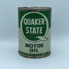 Vintage Quaker State HD Oil 1 Quart Motor Oil Tin Can Advertising Empty