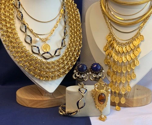 Vtg Costume Jewelry Lot A&S Napier Monet Enamel Faux Pearl / Gem Matching Set