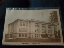 Connaut OH High School building B & W Photo Postcard Ashtabula Co.