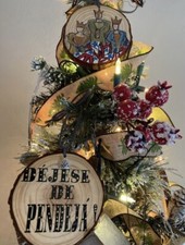 Set Of 4Christmas Ornaments Puerto Rico. Hand Painted Wood .2 Large And 2 Mid