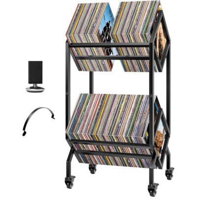 Mobile Vinyl Record Storage Rack Stand 160-200 LP Record Album Book ...