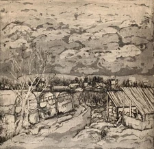 Ruth Sadowsky (20th Century) Beautiful Post-Impressionist Hand-Signed Etching