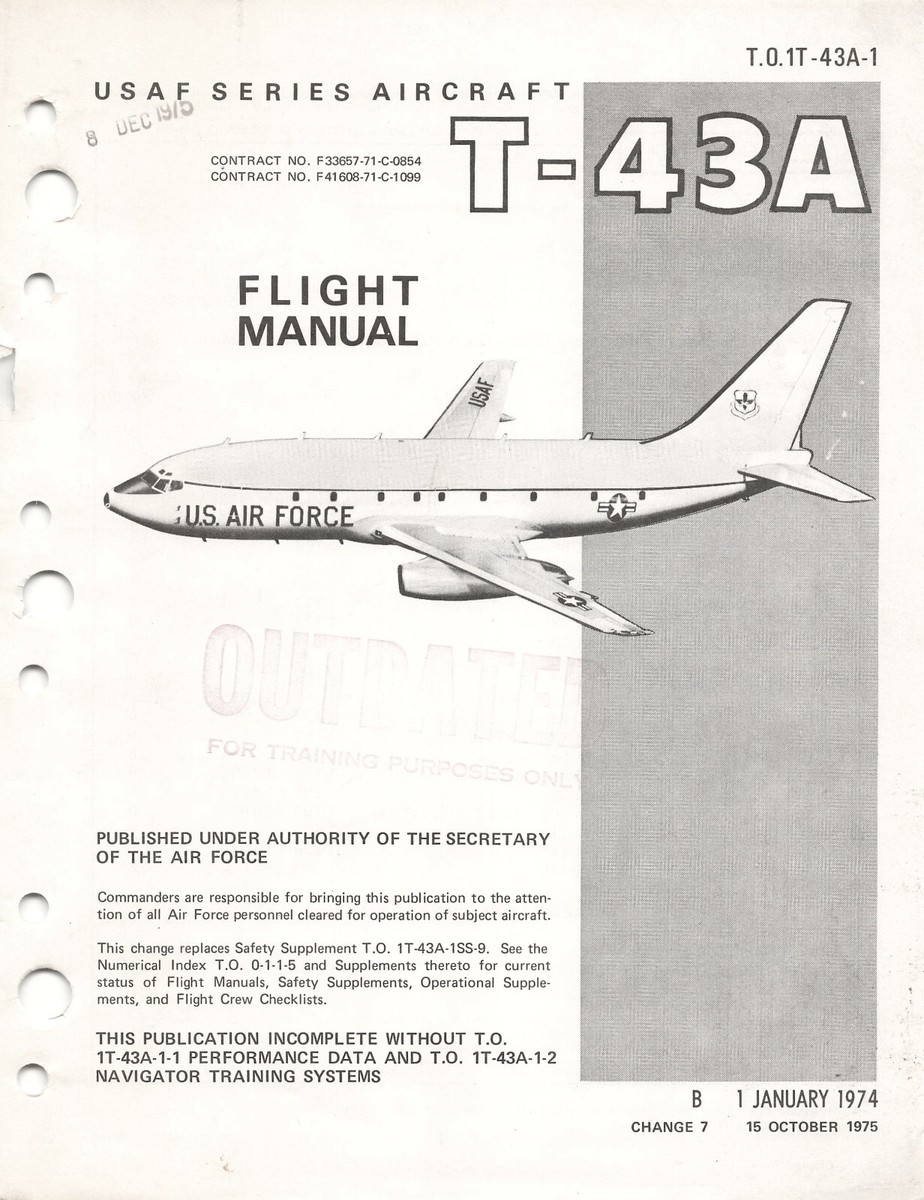 T-43A 1975 Navigation Trainer Flight Manual Pilot's Handbook