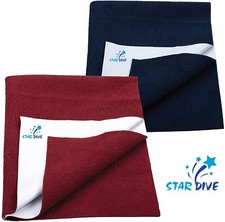 Navy Blue And Maroon Baby Bed Protecting Water Absorbing Baby Dry sheet