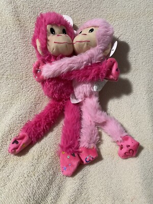 New Fury Hugging Monkeys Pinks LOVE  VALENTINE'S DAY Detachable Sweetheart NWT