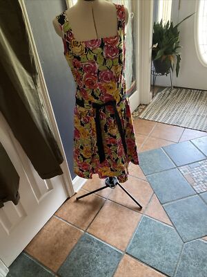 Talbots Stretch Floral Fit Flare Summer Dress with Belt 8 | eBay