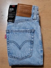 New Womens Blue Levis Ribcage Straight Ankle Jeans Sz:24x27 Super High Rise