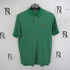 Men's Polo Ralph Lauren Golf Polo Shirt Size L Large Green Striped Pony