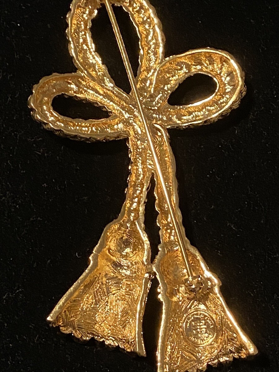 Vintage Givenchy Gold Tone Pin Brooch Twisted Rope With Tassels