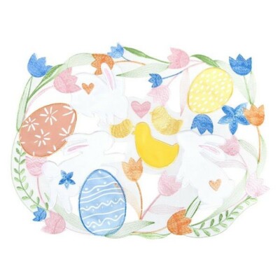 Celebrate Easter Together Cut-Out Bunny Placemat Set of 4 ~ NEW ~ 13''W x 18''L