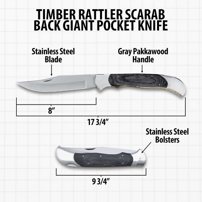 Timber Rattler Giant Folding Knife with Lockback | 17.75” Opened