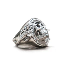 skull scorpion Gothic circle Ring sterling silver 925 viking punk shield biker