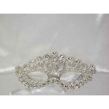 Silver rhinestone bridal masquerade mardi gras costume party bridal prom mask