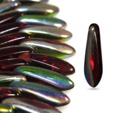 Siam Vitrail, 3x11mm, 25 Mini Daggers, Side Drilled, md49 