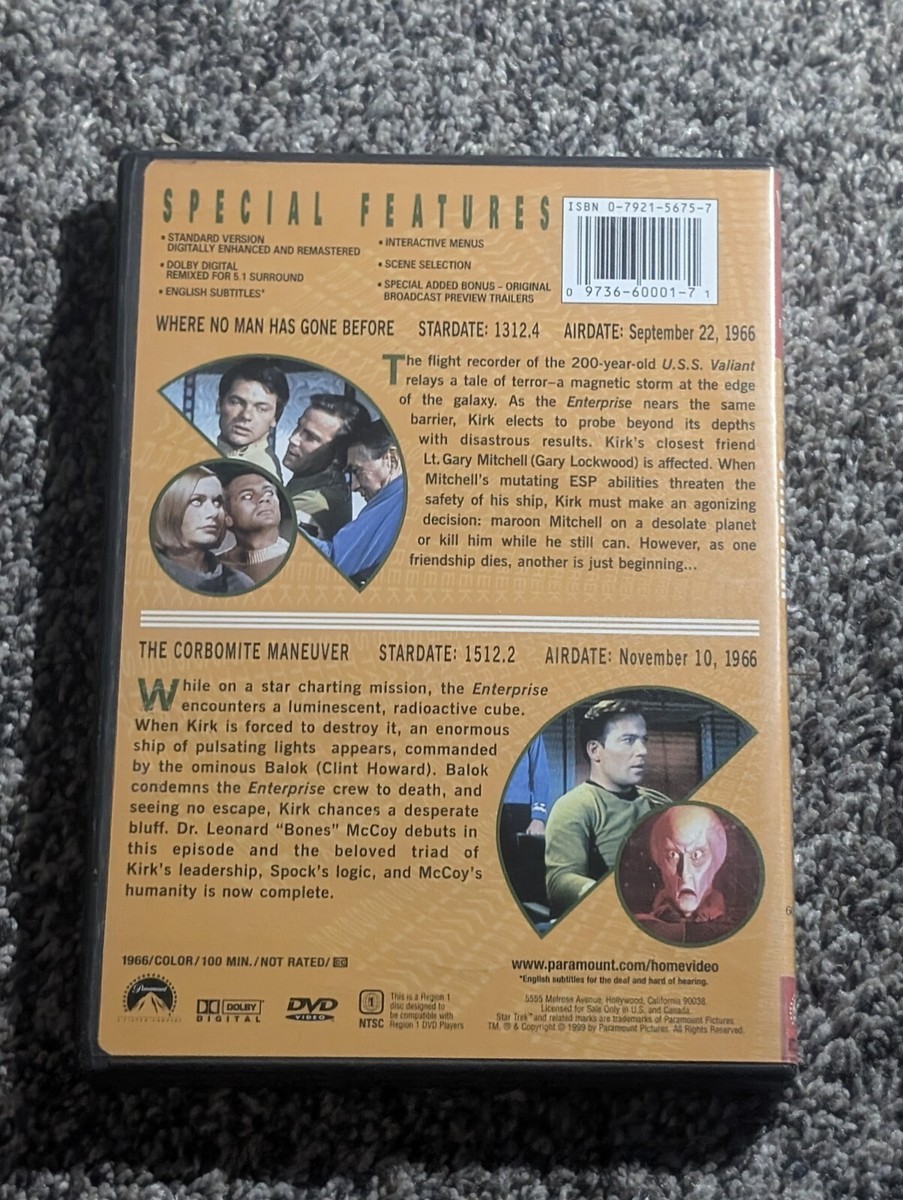 Star Trek The Original Series Vol. 1 DVD, Episodes 3, 10 | eBay
