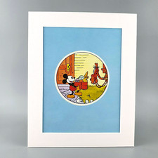 Vintage Mickey Mouse Print & Mount 1970's Disney Book Plate 10'x8' Cartoon Print
