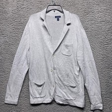 Club Room Sweater Mens L Large Gray Htr Cardigan Dual Pockets Long Sleeve Knit
