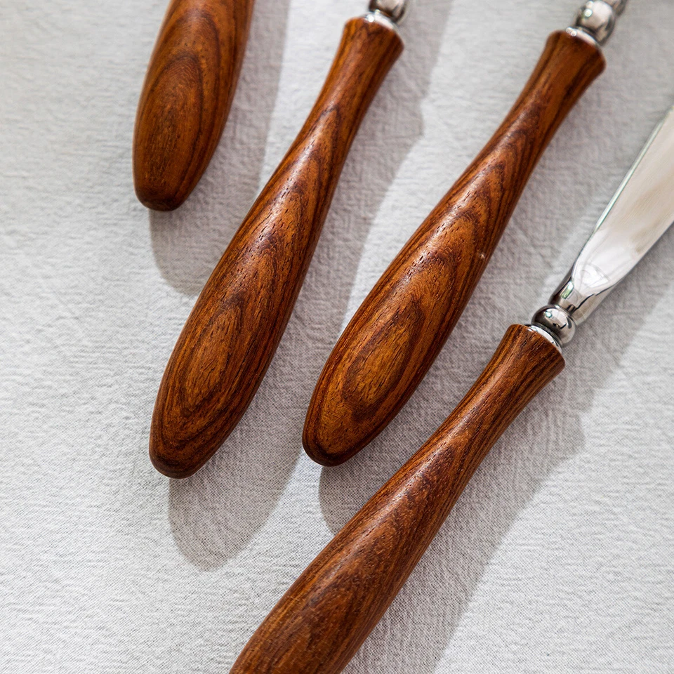 Creative Solid Wood Handle Stainless Steel Knife and Fork Home Western Tableware - Image 2 of 4
