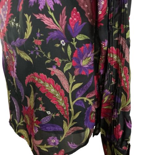 RALPH LAUREN Satin Black Floral Paisley Blouse Shirt Top Floral Size Small - Picture 2 of 9