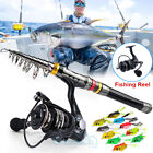 Heavy Duty Carbon Fiber Telescopic Fishing Rod Pole Reel Combo Sea Saltwater