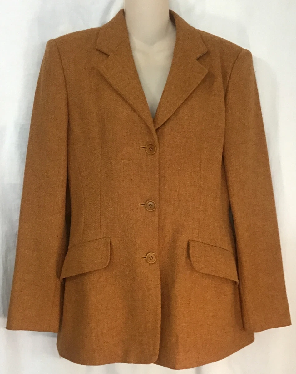 Max Mara Ladies Blazer Rust New Wool Three Button Front Flap Pocket Size 10