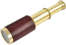 Antique leather Wrap Brass telescope 6" with wooden box Nautical Decor