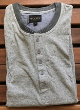 Wolsey Mens Long Sleeve Cotton Striped Henley Top - Small - Grey - US35T-GRY