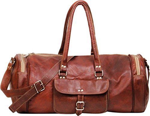 Men Dakota Leather Outdoor Gym Duffel Bag Travel Weekender Overnight Luggage