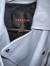 Authentic Genuine Leather New Coach Soft Baby Blue Coat