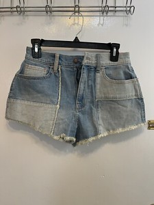 Hollister Vintage High Rise Denim Shorts Women's 3 Waist 26 NWT Patchwork