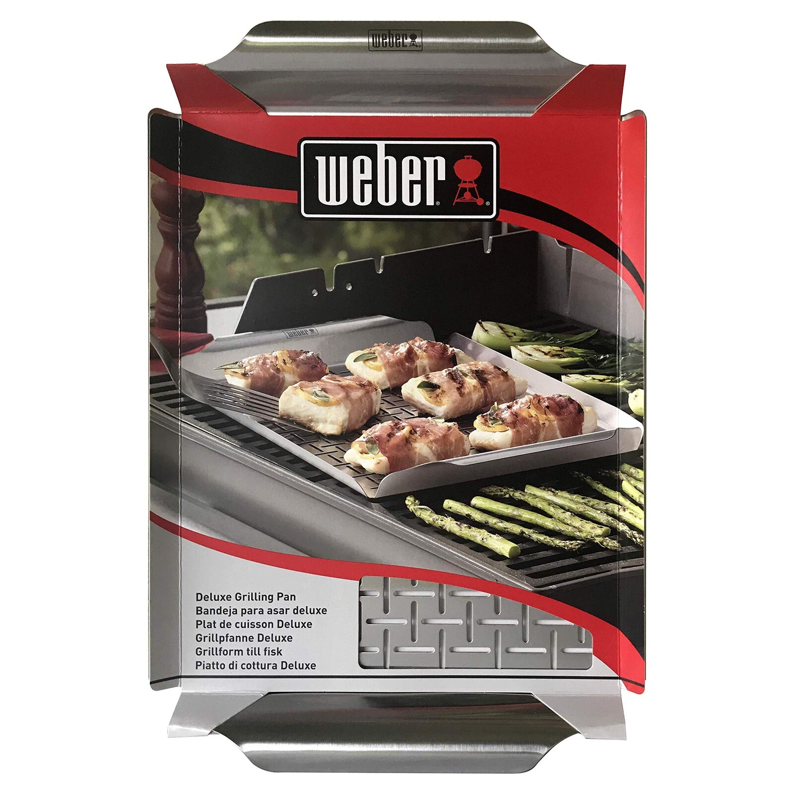 WEBER Stainless Steel Deluxe Grill Pan for Gas Charcoal BBQ 6435 44cm X 30cm