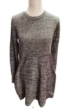Athleta Size Medium Cottonwood Ribbed Knit Sweater Dress Long-Sleeve Gray 