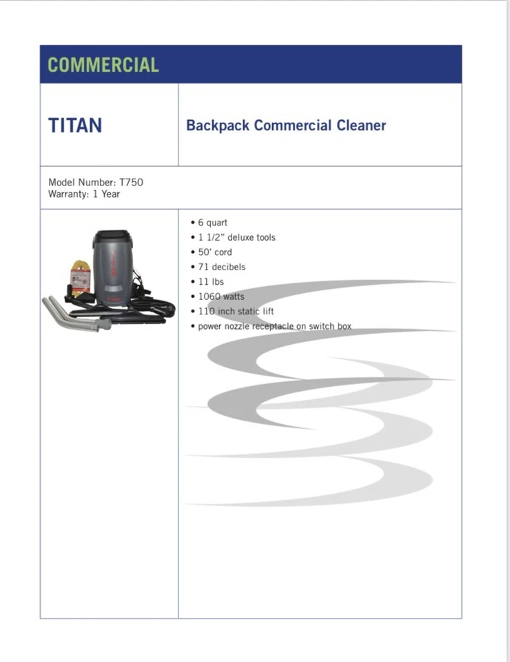 TITAN T750 BACK PACK,CORDED,6QT,1 1/2 DELUXE TOOLS - Image 2 of 2