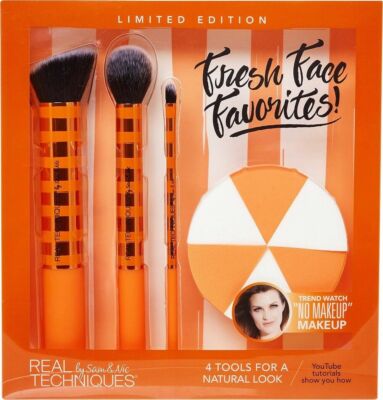 REAL TECHNIQUES FRESH FACE FAVORITES SET - SAM & NIC-4 TOOLS, LTD ED, NEW IN BOX