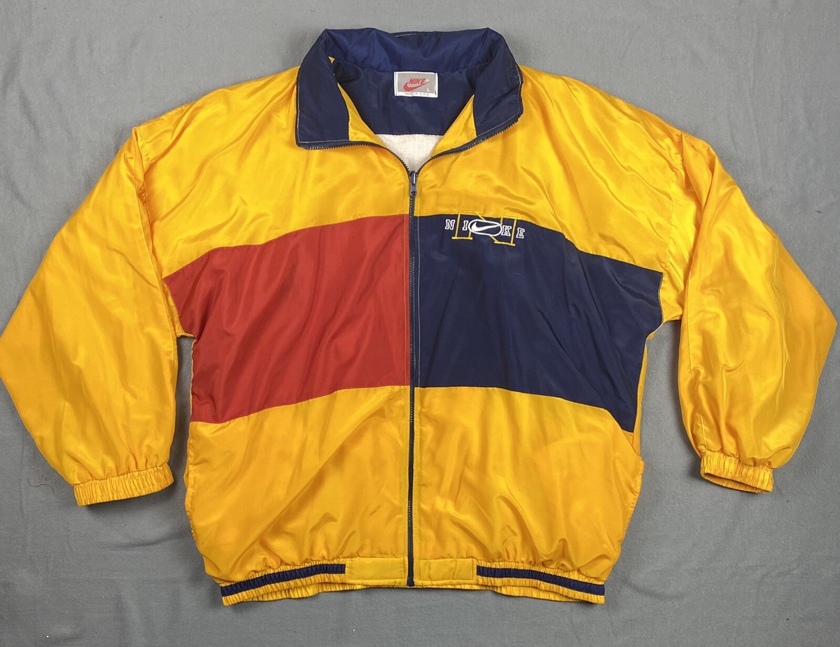 NIKE - Vtg 80s-90s Gray Tag Blue Red Yello Nylon Windbreaker